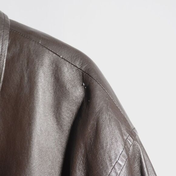 VTG Phase Two Brown‎ Leather Jacket Pockets Removable Lining Retro Mens M Zip - Picture 4 of 11